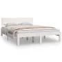 Estructura de cama de madera maciza blanca 135x190 cm de vidaXL, Camas y somieres - Ref: Foro24-810471, Precio: 130,89 €, Des...