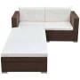 Set muebles de jardín 3 piezas y cojines ratán sintético marrón de vidaXL, Conjuntos de jardín - Ref: Foro24-42747, Precio: 3...
