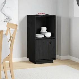 Sideboard aus massivem schwarzem Kiefernholz, 38 x 35 x 80 cm von vidaXL, Sideboards - Ref: Foro24-814348, Preis: 46,59 €, Ra...
