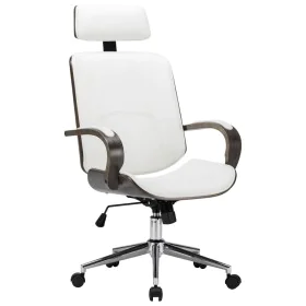 Silla oficina con reposacabezas cuero sintético madera blanco de vidaXL, Sillas de oficina - Ref: Foro24-283135, Precio: 189,...