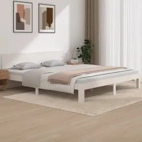 White solid wood bed frame Supe King 180x200 cm by vidaXL, Beds and slatted bases - Ref: Foro24-810511, Price: 125,57 €, Disc...