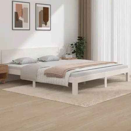 Estructura de cama madera maciza blanco Supe King 180x200 cm de vidaXL, Camas y somieres - Ref: Foro24-810511, Precio: 125,57...