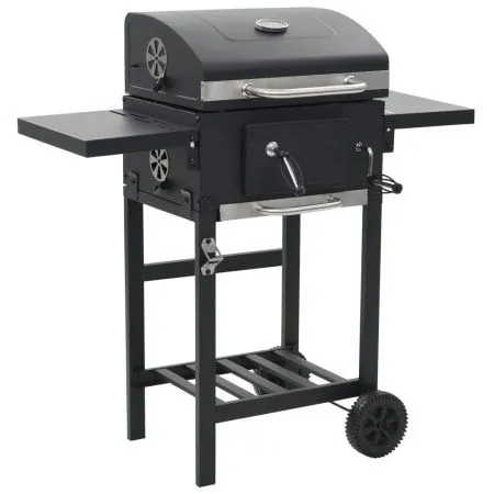 Barbacoa de carbón con estante inferior negra de vidaXL, Barbacoas - Ref: Foro24-44280, Precio: 233,89 €, Descuento: %