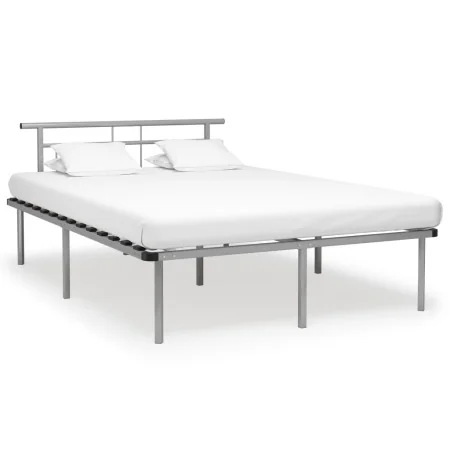 Gray metal bed frame 140x200 cm by vidaXL, Beds and slatted bases - Ref: Foro24-324831, Price: 89,13 €, Discount: %