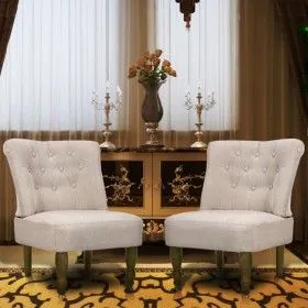 Sillones de estilo francés 2 unidades tela color crema de vidaXL, Sillones - Ref: Foro24-240288, Precio: 251,93 €, Descuento: %