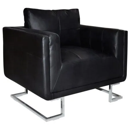 Sillón con patas cromadas cuero sintético negro de vidaXL, Sillones - Ref: Foro24-241004, Precio: 291,45 €, Descuento: %