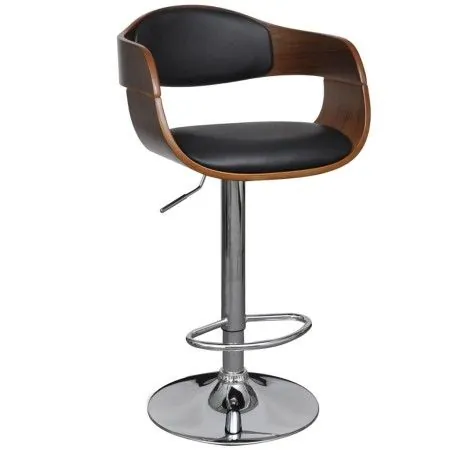Taburete de barra de cocina madera curvada y cuero sintético de vidaXL, Taburetes de cocina - Ref: Foro24-241053, Precio: 140...