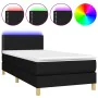 Cama box spring con colchón y LED tela negro 90x190 cm de vidaXL, Camas y somieres - Ref: Foro24-3133599, Precio: 272,65 €, D...