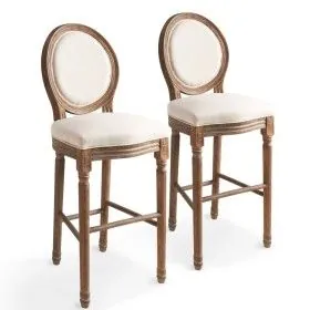 Kitchen stool 2 units white linen by vidaXL, Kitchen stools - Ref: Foro24-245351, Price: 337,71 €, Discount: %