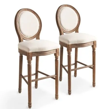 Kitchen stool 2 units white linen by vidaXL, Kitchen stools - Ref: Foro24-245351, Price: 337,71 €, Discount: %