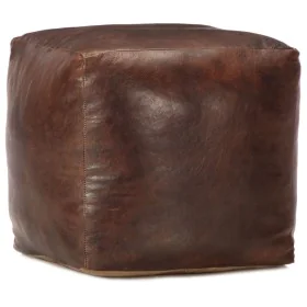 Puf marrón oscuro 40x40x40 cm cuero genuino de cabra de vidaXL, Otomanas - Ref: Foro24-248127, Precio: 110,19 €, Descuento: %
