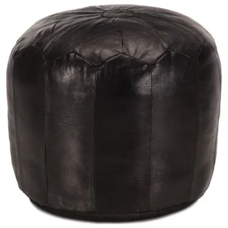 Puf negro 40x35 cm cuero genuino de cabra de vidaXL, Otomanas - Ref: Foro24-248131, Precio: 93,32 €, Descuento: %