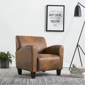 Sillón de piel de ante artificial marrón de vidaXL, Sillones - Ref: Foro24-248618, Precio: 283,99 €, Descuento: %