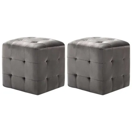Pouf 2 units gray velvet 30x30x30 cm by vidaXL, Ottomans - Ref: Foro24-278385, Price: 80,45 €, Discount: %