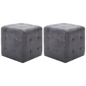 Puf 2 unidades piel de ante artificial gris 30x30x30 cm de vidaXL, Otomanas - Ref: Foro24-278383, Precio: 83,74 €, Descuento: %