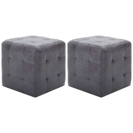 Puf 2 unidades piel de ante artificial gris 30x30x30 cm de vidaXL, Otomanas - Ref: Foro24-278383, Precio: 83,74 €, Descuento: %