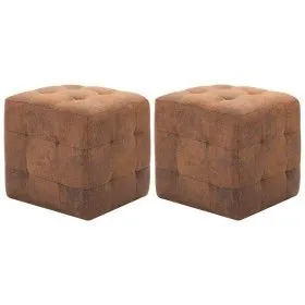 Pouf 2 units brown artificial suede leather 30x30x30 cm by vidaXL, Ottomans - Ref: Foro24-278382, Price: 96,23 €, Discount: %