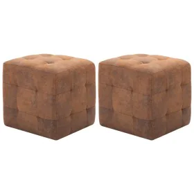 Puf 2 unidades piel de ante artificial marrón 30x30x30 cm de vidaXL, Otomanas - Ref: Foro24-278382, Precio: 96,23 €, Descuent...