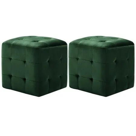 Puf 2 unidades terciopelo verde 30x30x30 cm de vidaXL, Otomanas - Ref: Foro24-278387, Precio: 81,78 €, Descuento: %