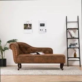 Diván de piel de ante artificial marrón de vidaXL, Divanes - Ref: Foro24-281278, Precio: 481,16 €, Descuento: %