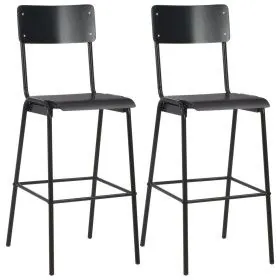 Taburetes de cocina 2 uds madera contrachapada y acero negro de vidaXL, Taburetes de cocina - Ref: Foro24-280081, Precio: 204...