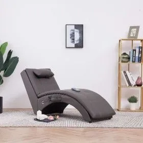 Diván de masaje con almohada de cuero sintético gris de vidaXL, Divanes - Ref: Foro24-281348, Precio: 248,75 €, Descuento: %