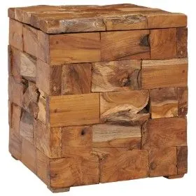 Taburete con almacenamiento madera maciza de teca de vidaXL, Taburetes y sillas plegables - Ref: Foro24-281654, Precio: 171,1...