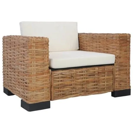 Armchair with natural rattan cushions by vidaXL, Armchairs - Ref: Foro24-283081, Price: 326,51 €, Discount: %