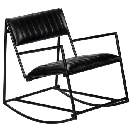 Silla mecedora de cuero auténtico negro de vidaXL, Mecedoras - Ref: Foro24-282905, Precio: 153,94 €, Descuento: %