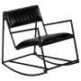Silla mecedora de cuero auténtico negro de vidaXL, Mecedoras - Ref: Foro24-282905, Precio: 153,94 €, Descuento: %
