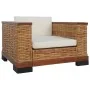 Sillón con cojines ratán natural marrón de vidaXL, Sillones - Ref: Foro24-283078, Precio: 321,56 €, Descuento: %