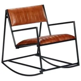 Silla mecedora de cuero auténtico marrón de vidaXL, Mecedoras - Ref: Foro24-282903, Precio: 147,47 €, Descuento: %