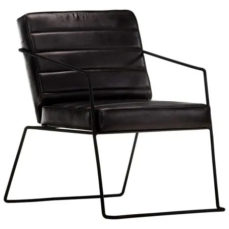 Sillón de cuero auténtico negro de vidaXL, Sillones - Ref: Foro24-284413, Precio: 215,71 €, Descuento: %