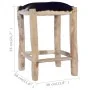 Taburete de cocina cuero real de cabra y madera de teca maciza de vidaXL, Taburetes de cocina - Ref: Foro24-288810, Precio: 8...