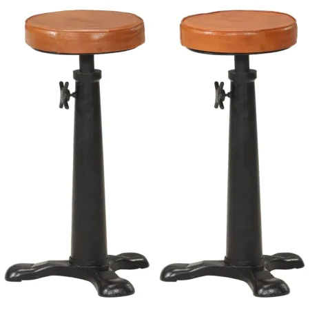 Taburetes de cocina 2 uds cuero auténtico marrón hierro fundido de vidaXL, Taburetes de cocina - Ref: Foro24-288087, Precio: ...