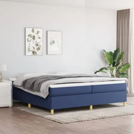 Box spring bed with blue fabric mattress 200x200 cm by vidaXL, Beds and slatted bases - Ref: Foro24-3144552, Price: 529,44 €,...