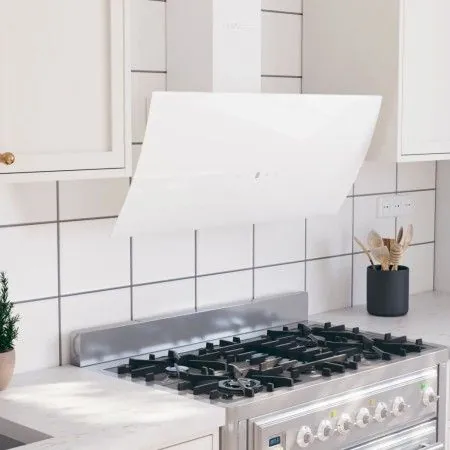 White tempered glass steel wall extractor hood 90 cm by vidaXL, Extractors - Ref: Foro24-51678, Price: 227,32 €, Discount: %