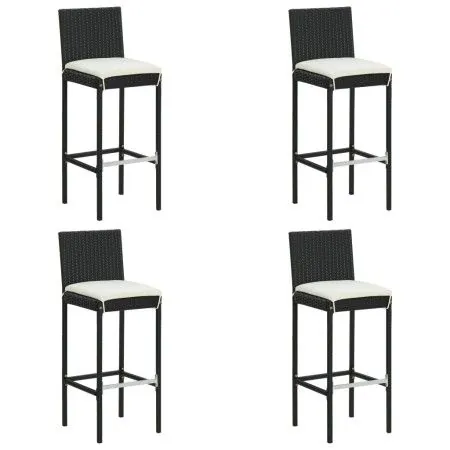 Taburetes altos de jardín cojines 4 uds ratán sintético negro de vidaXL, Sillas de jardín - Ref: Foro24-313437, Precio: 295,7...