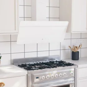 Campana extractora pared acero y vidrio templado blanco 90 cm de vidaXL, Extractores - Ref: Foro24-51674, Precio: 233,89 €, D...