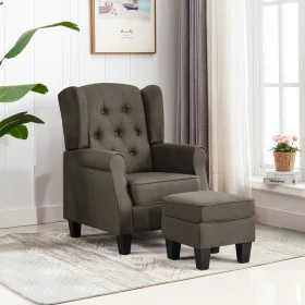 Sillón con taburete reposapiés de tela gris taupe de vidaXL, Sillones - Ref: Foro24-320159, Precio: 277,13 €, Descuento: %