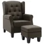 Sillón con taburete reposapiés de tela gris taupe de vidaXL, Sillones - Ref: Foro24-320159, Precio: 277,13 €, Descuento: %