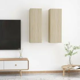 Muebles de TV 2 uds madera contrachapada roble 30,5x30x90 cm de vidaXL, Muebles TV - Ref: Foro24-803351, Precio: 85,75 €, Des...
