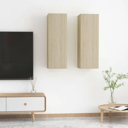 Muebles de TV 2 uds madera contrachapada roble 30,5x30x90 cm de vidaXL, Muebles TV - Ref: Foro24-803351, Precio: 85,75 €, Des...