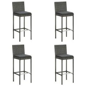 Taburetes altos de jardín cojines 4 uds ratán sintético gris de vidaXL, Sillas de jardín - Ref: Foro24-313438, Precio: 299,55...