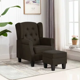 Dark brown fabric armchair with footrest stool by vidaXL, Armchairs - Ref: Foro24-320156, Price: 238,71 €, Discount: %