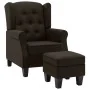 Sillón con taburete reposapiés de tela marrón oscuro de vidaXL, Sillones - Ref: Foro24-320156, Precio: 238,71 €, Descuento: %