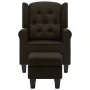 Sillón con taburete reposapiés de tela marrón oscuro de vidaXL, Sillones - Ref: Foro24-320156, Precio: 238,71 €, Descuento: %