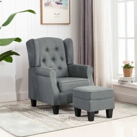 Sillón con taburete reposapiés tela gris claro de vidaXL, Sillones - Ref: Foro24-320151, Precio: 302,16 €, Descuento: %