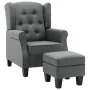 Sillón con taburete reposapiés tela gris claro de vidaXL, Sillones - Ref: Foro24-320151, Precio: 302,16 €, Descuento: %