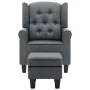Sillón con taburete reposapiés tela gris claro de vidaXL, Sillones - Ref: Foro24-320151, Precio: 302,16 €, Descuento: %